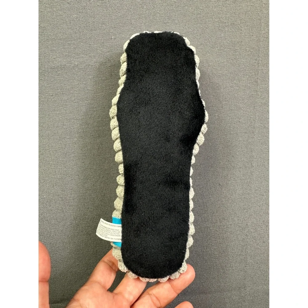 BarkBox Petlicks Remote Control Plush Squeaker Dog Toy Black‎ Grey Corduroy Side
